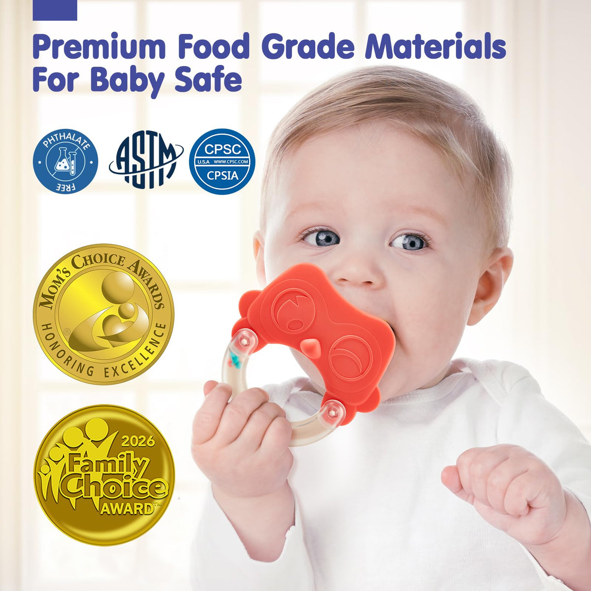 Hahaland soft teether with animal shapes, promoting soothing gums and safe exploration.