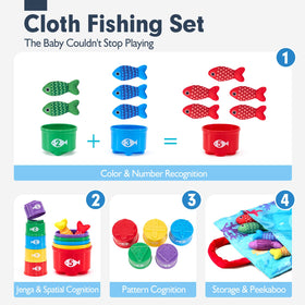 Hahaland stackable fish buckets for color sorting and size exploration.