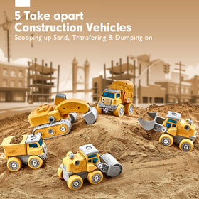 Hahaland take-apart dinosaur bulldozer promotes fine motor skills and engineering curiosity.
