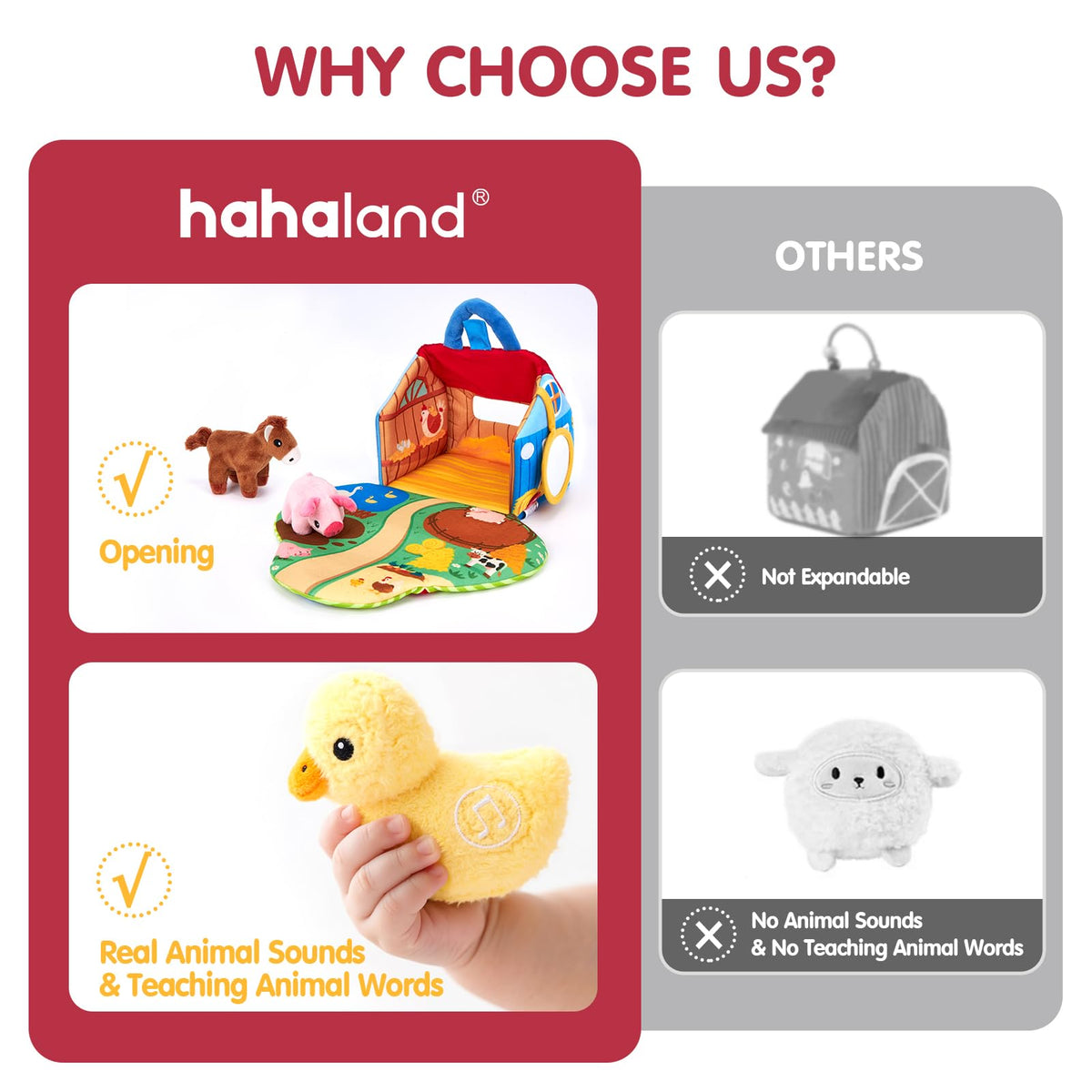 Hahaland travel barn with handle makes on-the-go play easy.