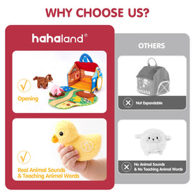 Hahaland travel barn with handle makes on-the-go play easy.
