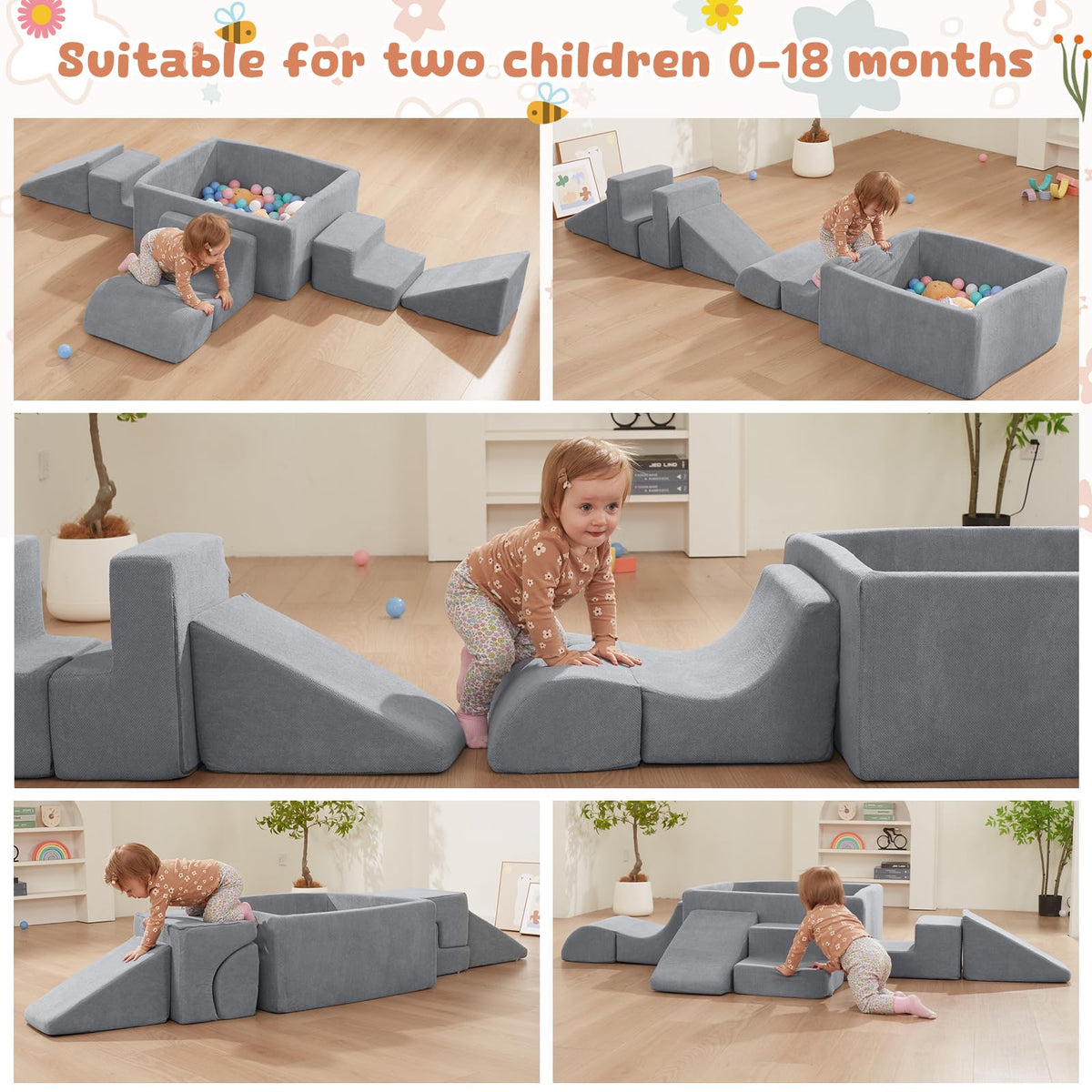 HAHASOLE ball pit with balls not included for extended crawling adventures.