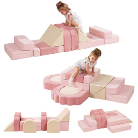 HAHASOLE foam climbing toys with 13 soft blocks for safe toddler play