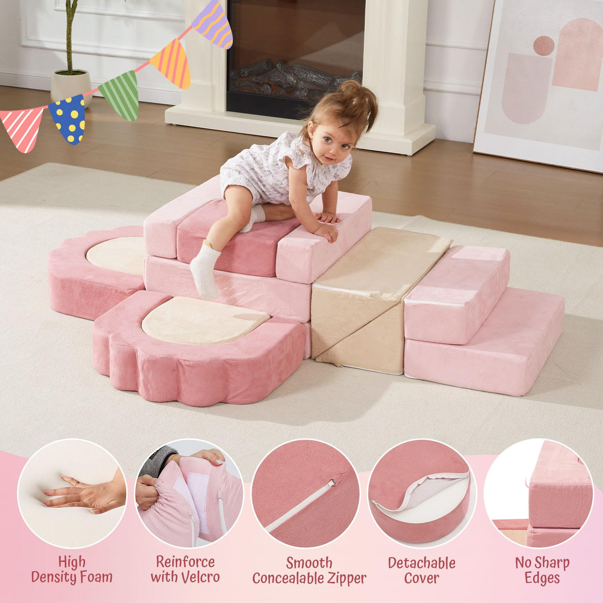 Machine-washable fabric cover for easy cleaning on HAHASOLE blocks