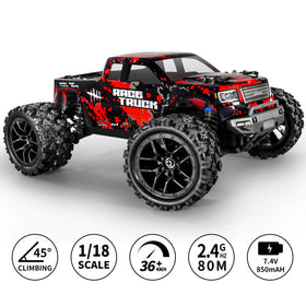 HAIBOXING 1:18 RC car front view showing rugged bumper and responsive steering