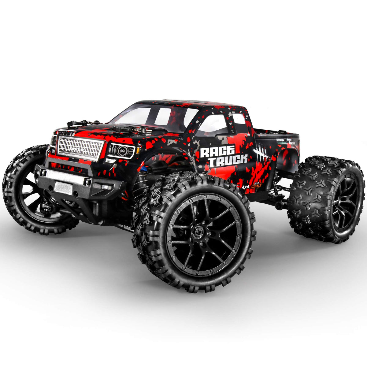 HAIBOXING 1:18 RC car rear view highlights durable drivetrain