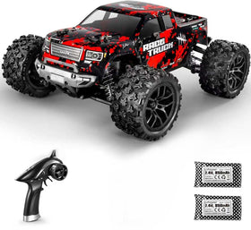 HAIBOXING 1:18 all-terrain RC car with red body for high-visibility trail play