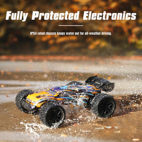 HAIBOXING 1:18 scale RC car off-road performance image demonstrates high grip tires