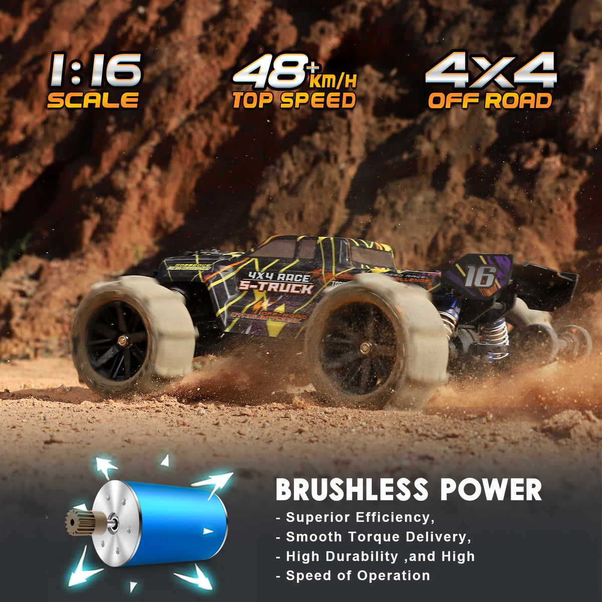 HAIBOXING 16890A 2.4GHz radio offers interference-free control up to 330 feet.