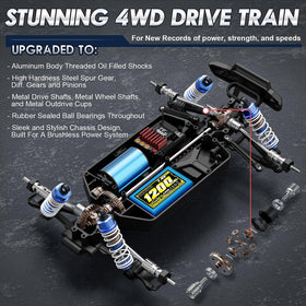 HAIBOXING 16890A aluminum oil-filled shocks smooth bumps for stable handling.