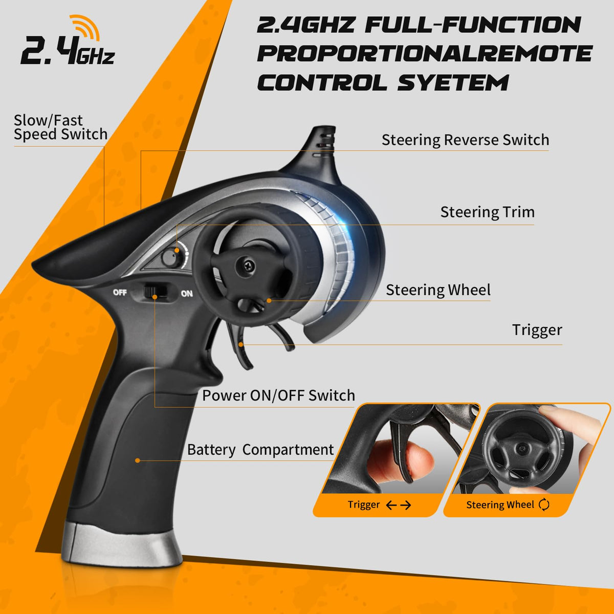 HAIBOXING 18859 brush motor with 36km/h speed enables fast off-road runs.