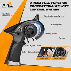 HAIBOXING 18859 brush motor with 36km/h speed enables fast off-road runs.