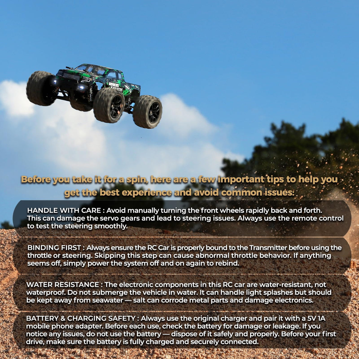 HAIBOXING 18859 off-road knobby tires provide improved grip on uneven surfaces
