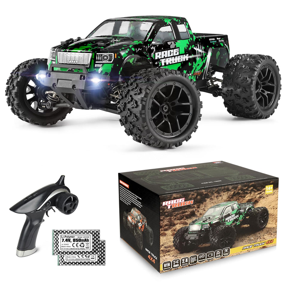 HAIBOXING 18859 truck side view shows rugged 4x4 off-road capability for grass and gravel