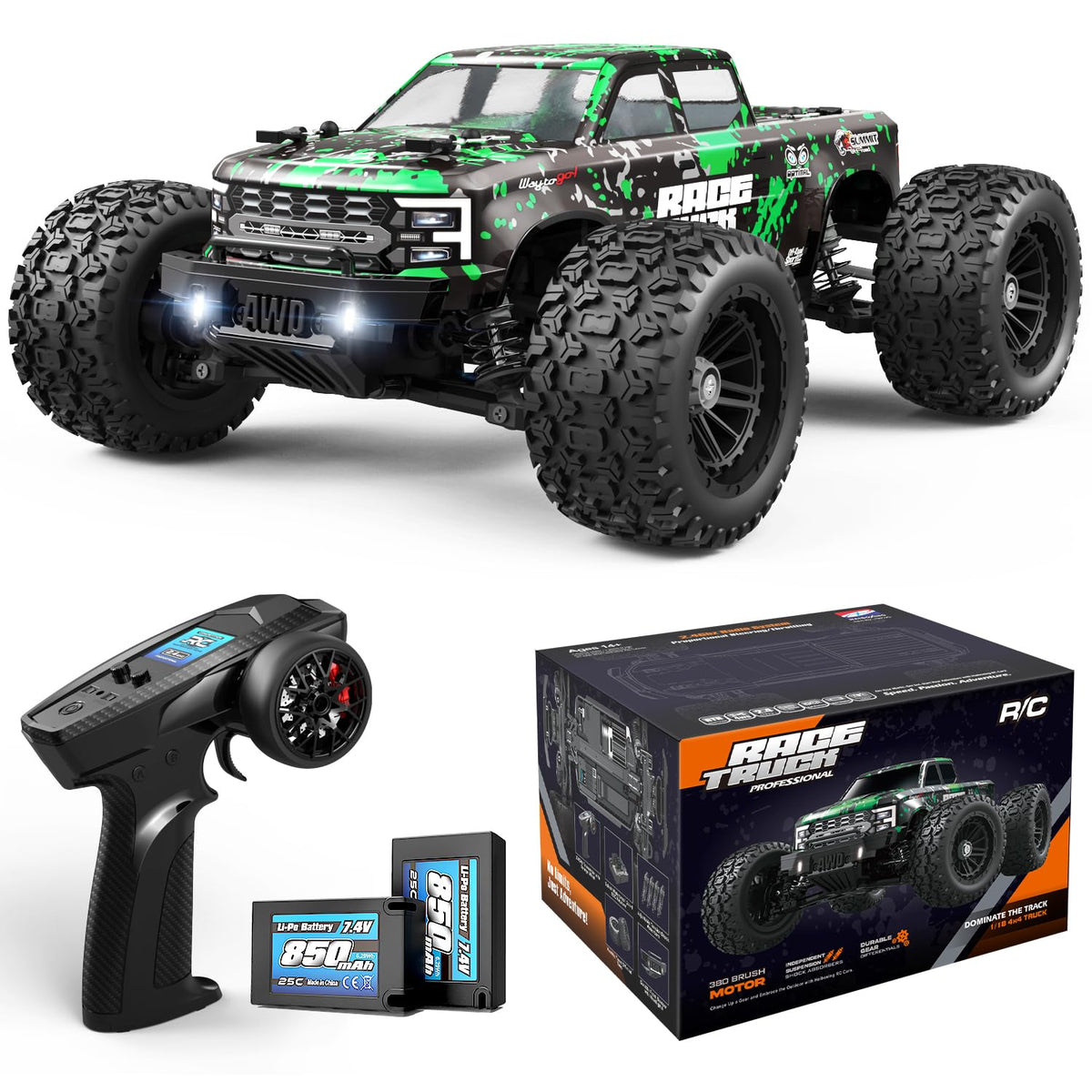 HAIBOXING 18859E RC truck front view with rugged off-road chassis, ready for adventures