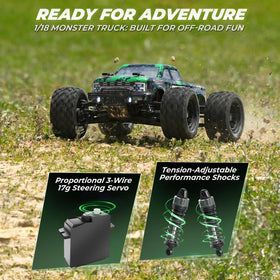 HAIBOXING 18859E RC truck rear view highlighting sturdy drivetrain