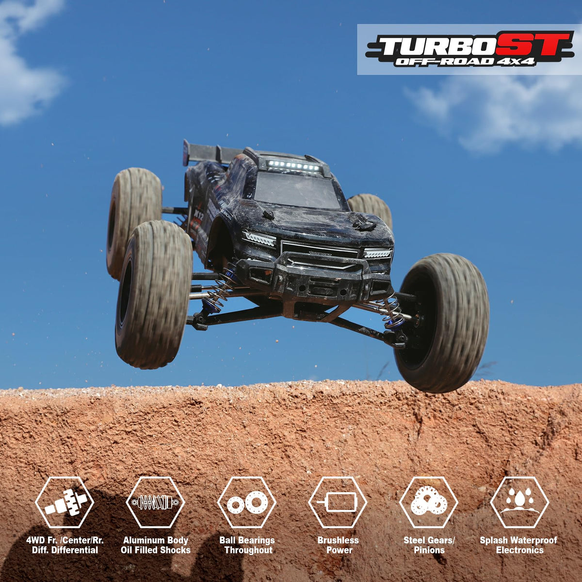 HAIBOXING 2997A 4WD chassis view highlights stable off-road performance.