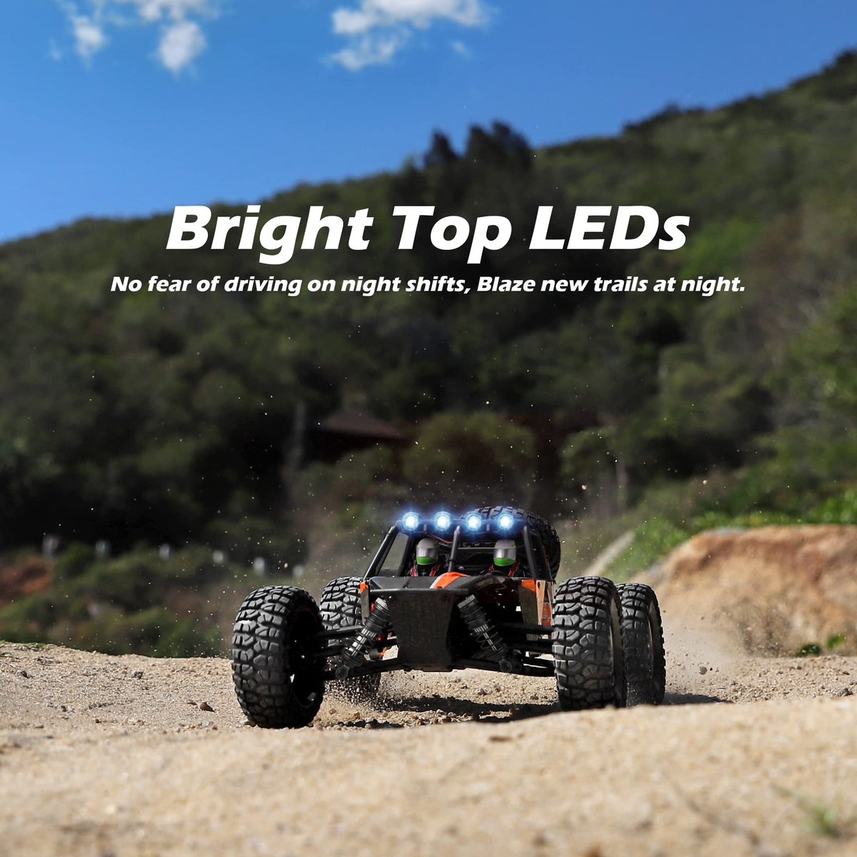 HAIBOXING rc car front LED lights illuminate low light off-road fun
