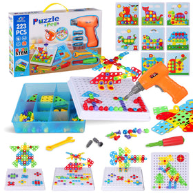 Haifeng 223-piece STEM drill set assembly scene promotes hands-on learning
