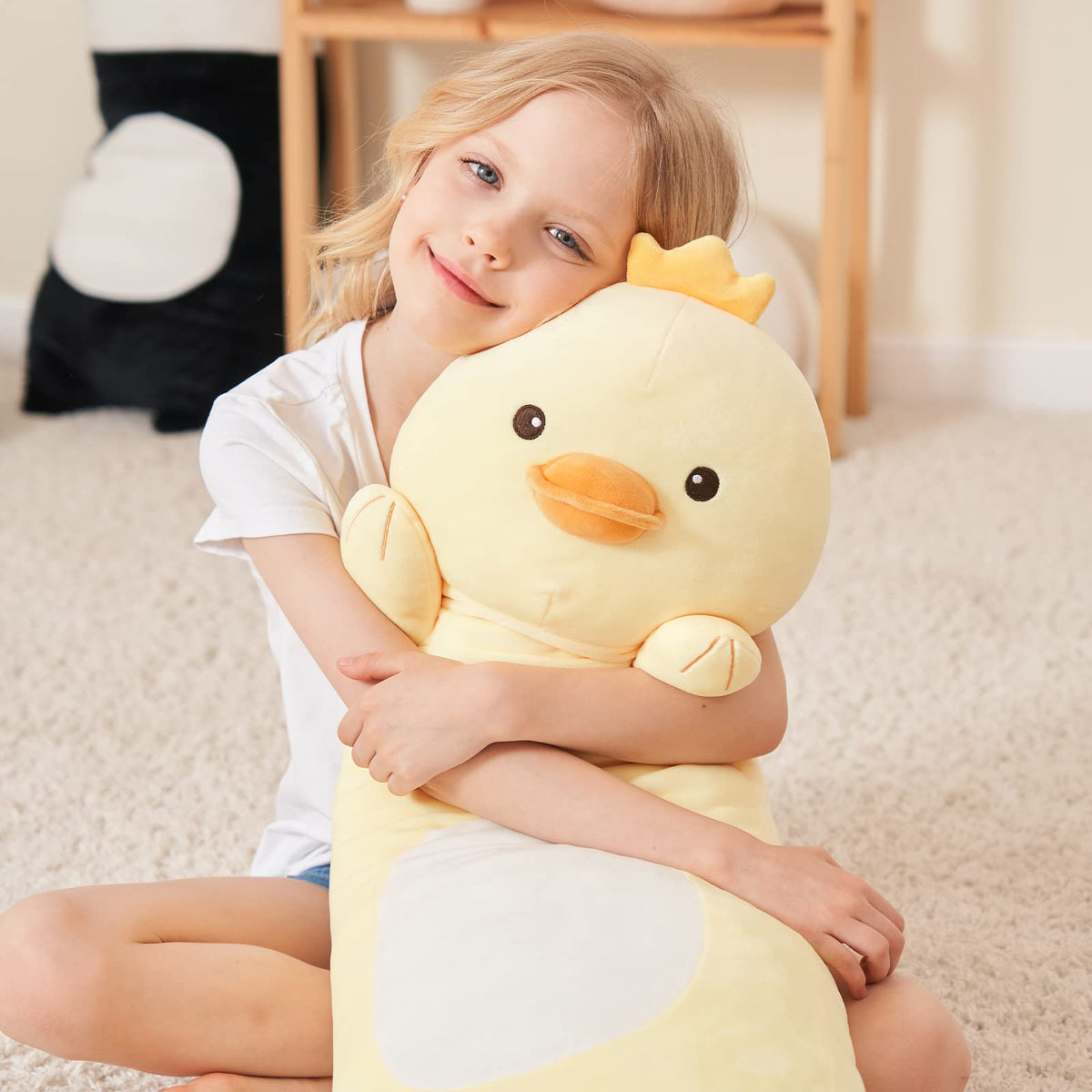 HAIJUNYA large duck pillow doubles as a comfy sofa cushion.