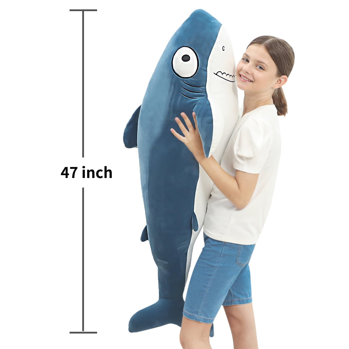 HAIJUNYA large whale shark stuffed animal ideal as a soft cuddle buddy.
