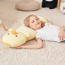 HAIJUNYA vacuum-packed duck plush ready for easy unboxing and fluffing.