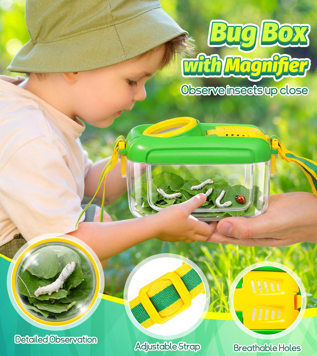 HAIMST Insect tweezers included for gentle, safe catching during outdoor play.