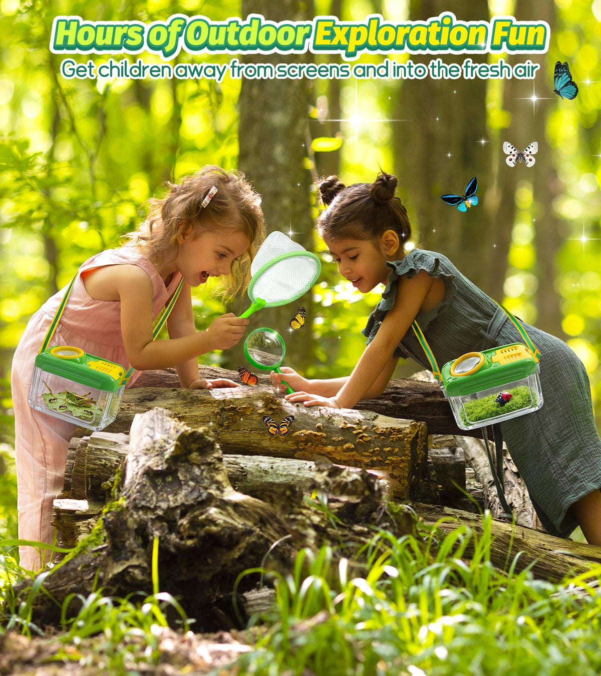 HAIMST Bug Catcher Kit magnifier box for close-up viewing of tiny creatures.