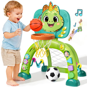 HAIMST dinosaur sports toy with basketball hoop, boosting toddler coordination and active play