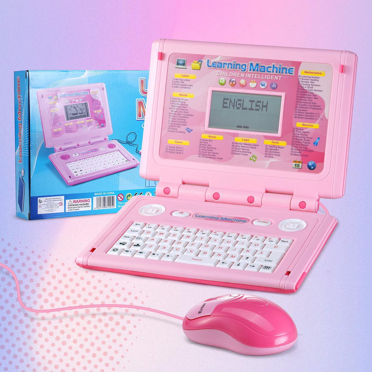 HAIOUMM Kids Laptop packaging display with clear age guidance