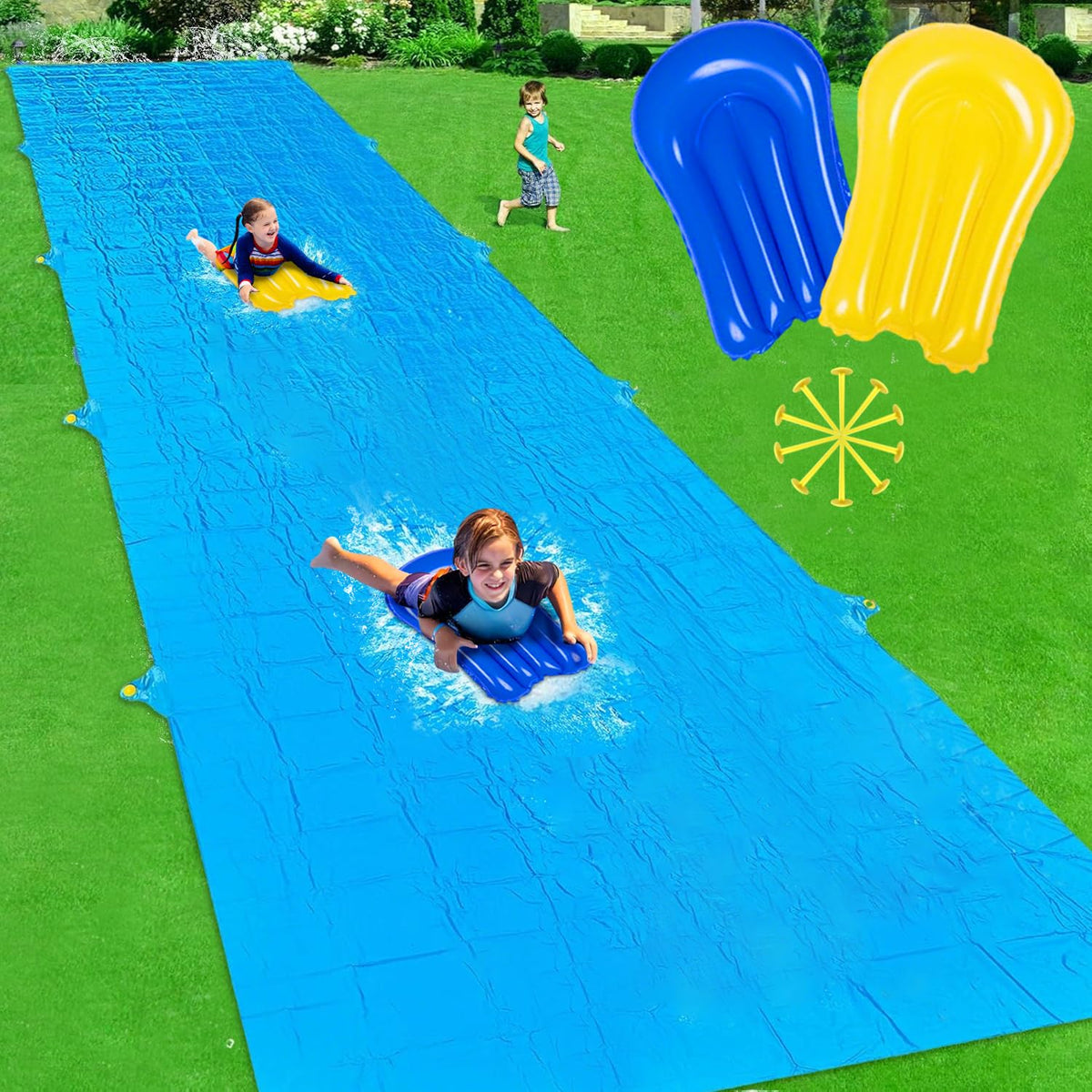 HAIROPO Slip Water Slide 30ft setup on lawn for backyard fun