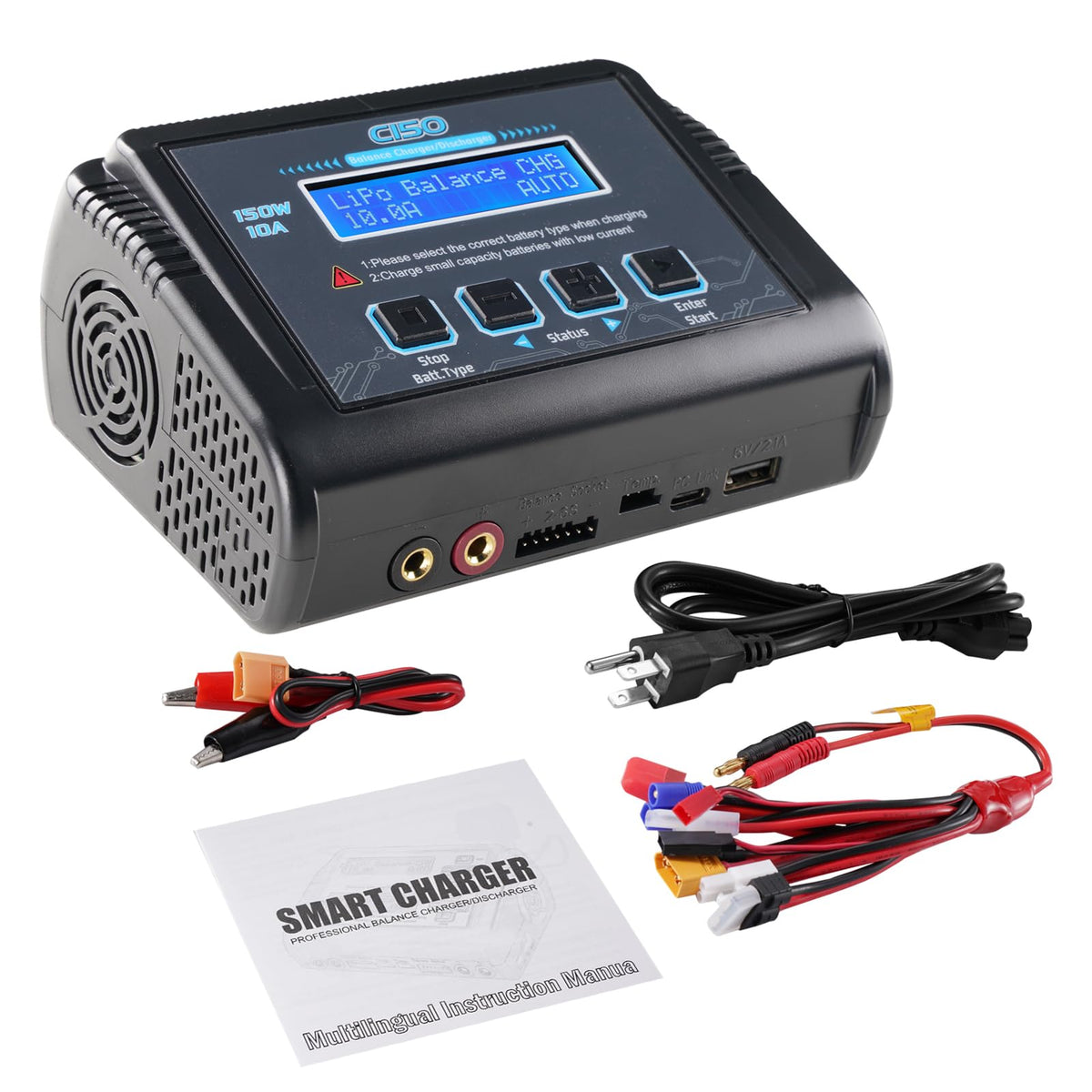 Haisito Lipo battery charger compact design fits small workspaces.