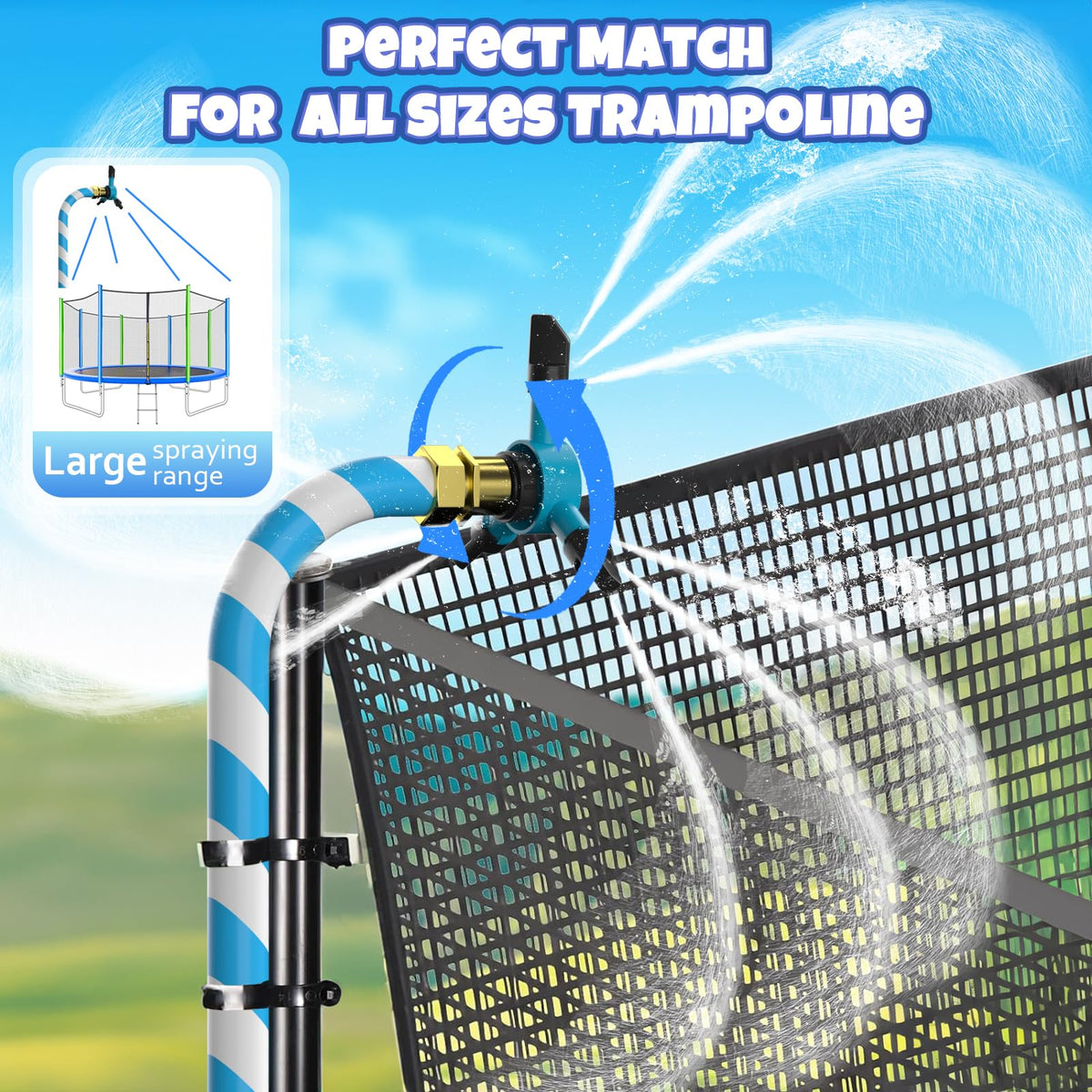 HaiSun trampoline sprinkler installation taking about five minutes