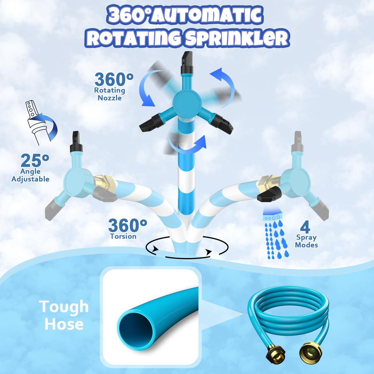 HaiSun sprinkler adapting to trampoline with straight or curved poles
