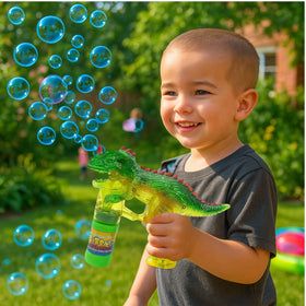 Haktoys automatic bubble machine in action, continuous bubbles with one press.
