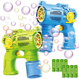 Haktoys bubble gun blue close-up for vibrant outdoor play.