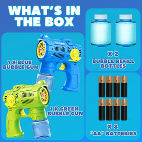 Haktoys bubble gun green close-up for sharing fun.