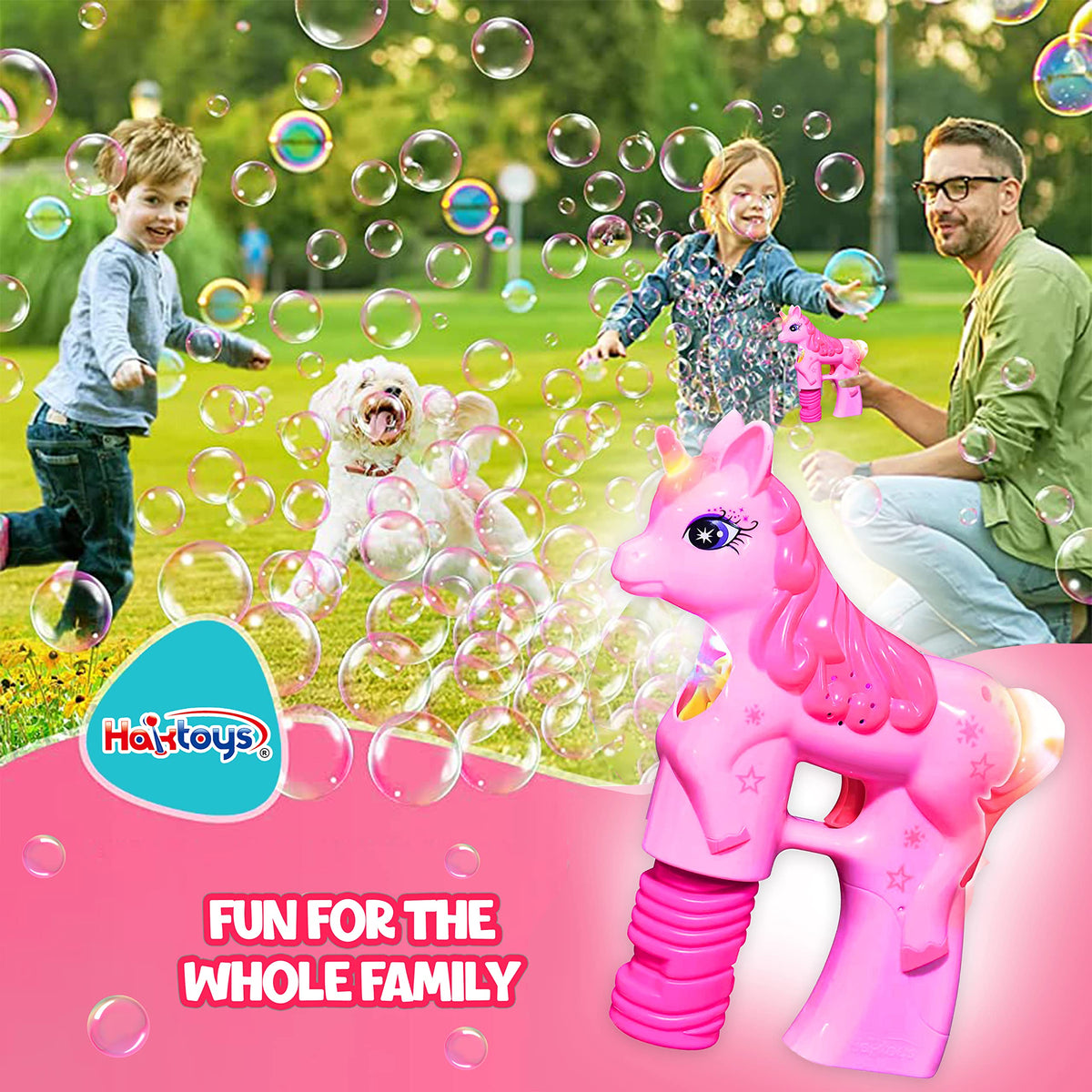 Haktoys easy-grip handle fits small hands for independent use.