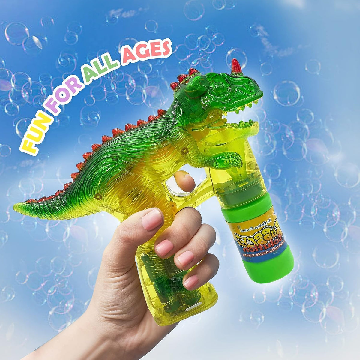 Haktoys lightweight dinosaur bubble toy for toddlers, easy grip and use.