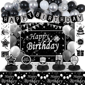 Halema black-silver banner for chic birthday photos.