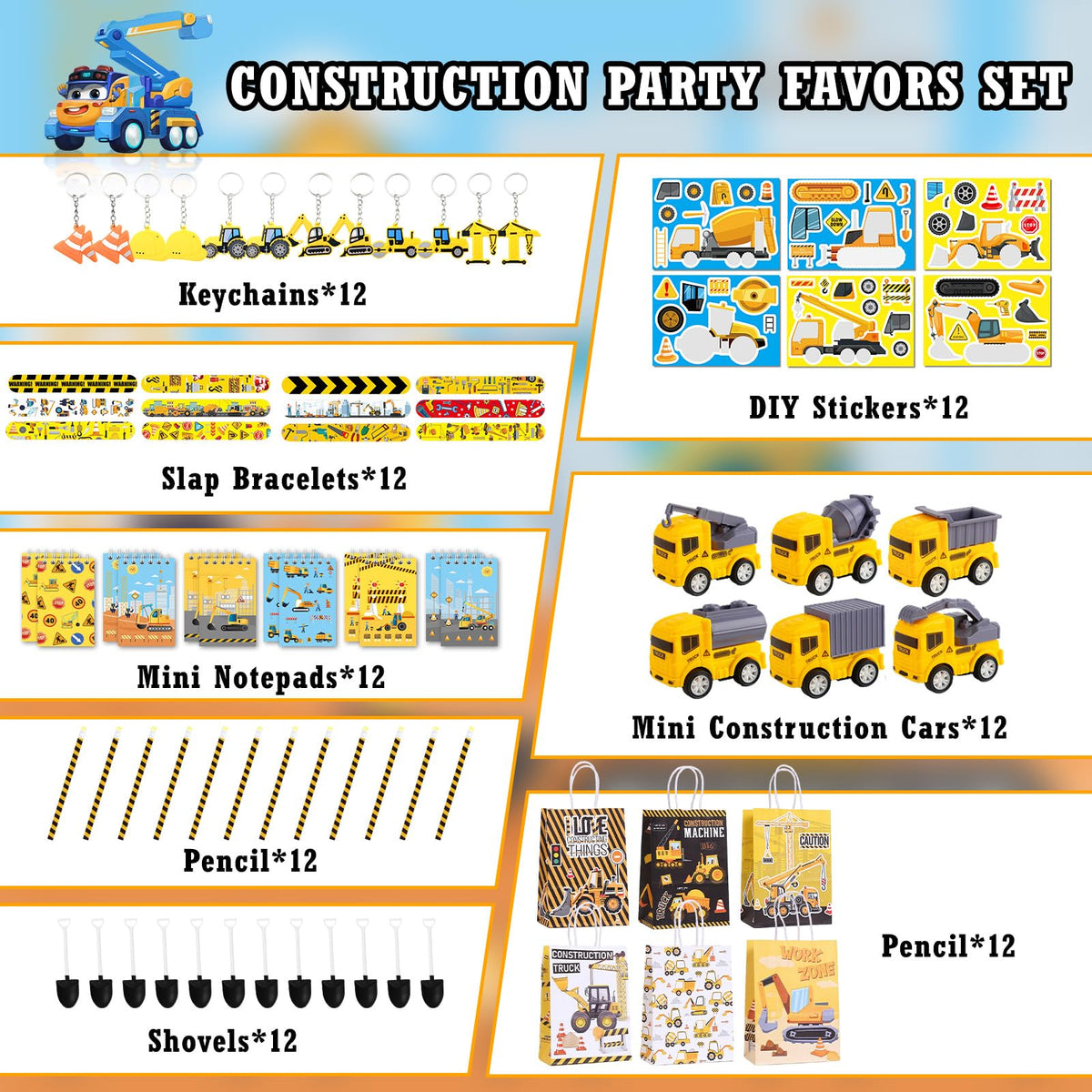 Halema construction gift bags for easy party favors presentation.