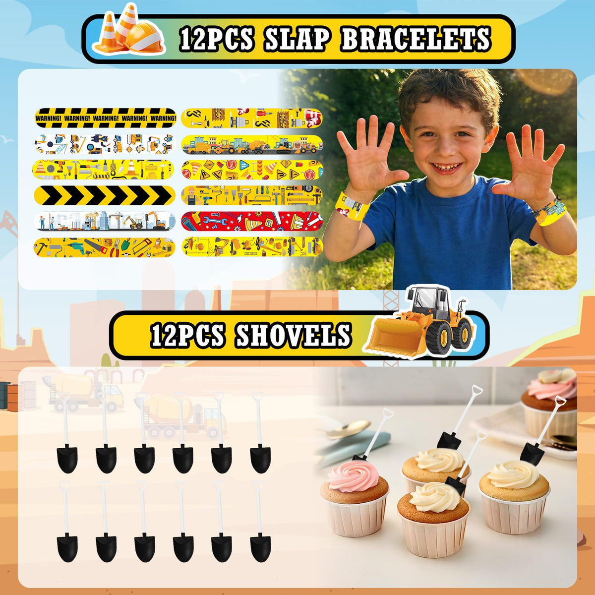 Halema mini construction cars as tactile party favors for playtime.