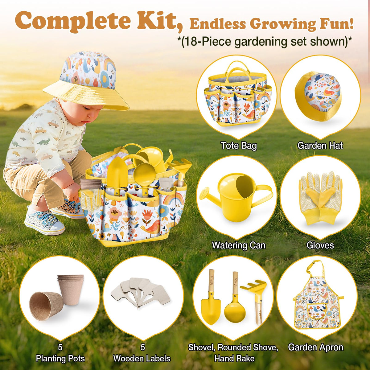 Halilus kid apron and hat protect clothing during play.