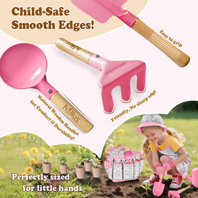 Halilus pink gloves from the kids gardening set provide safe grip for small hands