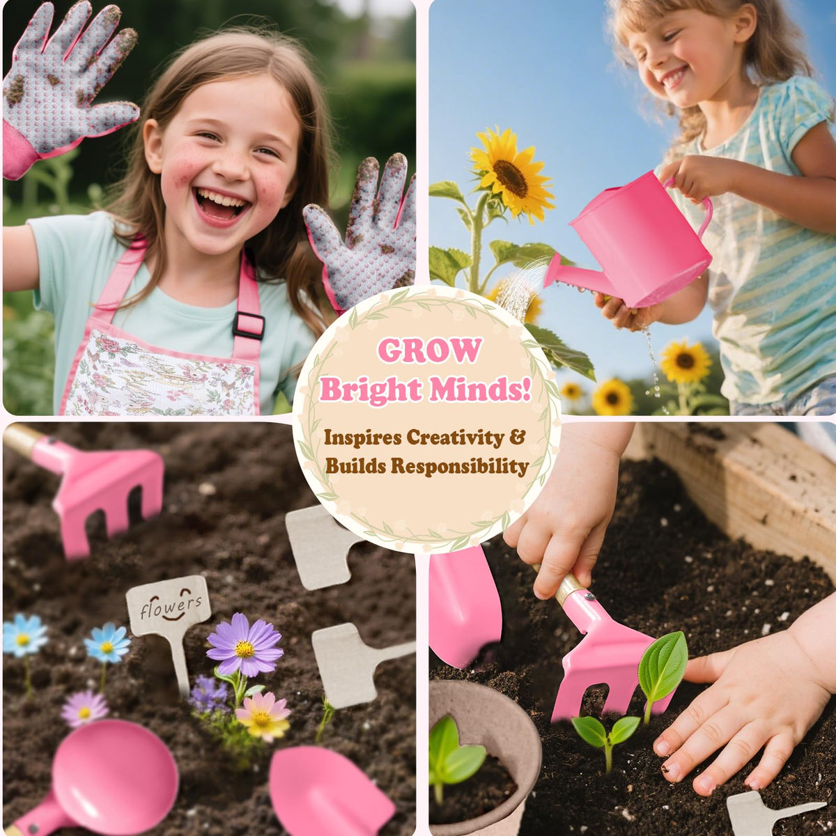 Halilus pink plant markers from the kids gardening set help label seedlings