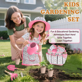 Halilus pink watering can from the kids gardening set for gentle watering play