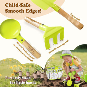Halilus Kids Gardening Set gloves offer safe, comfortable grip for tiny hands.