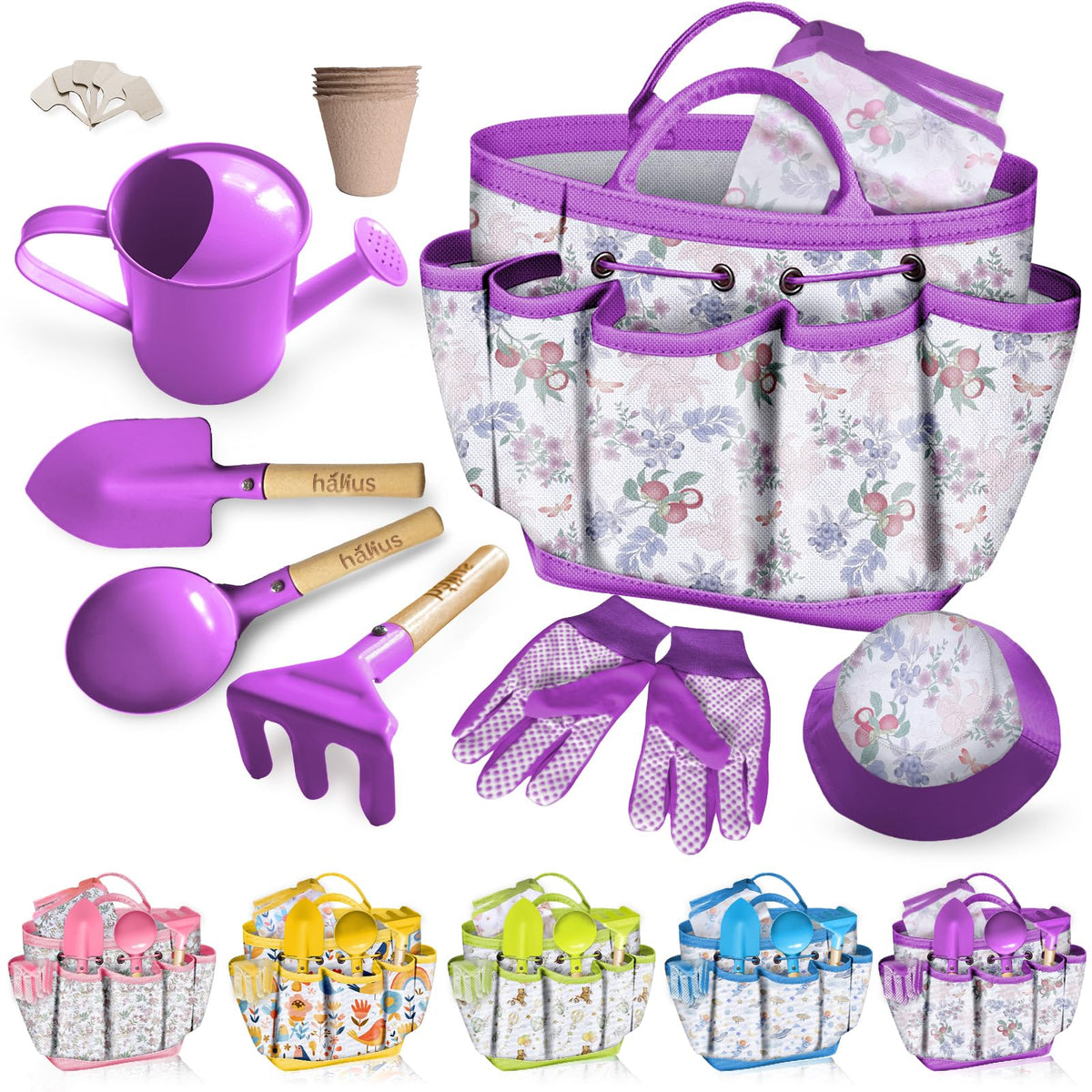 Halilus kids gardening tool set tote bag keeps tools organized for outdoor play