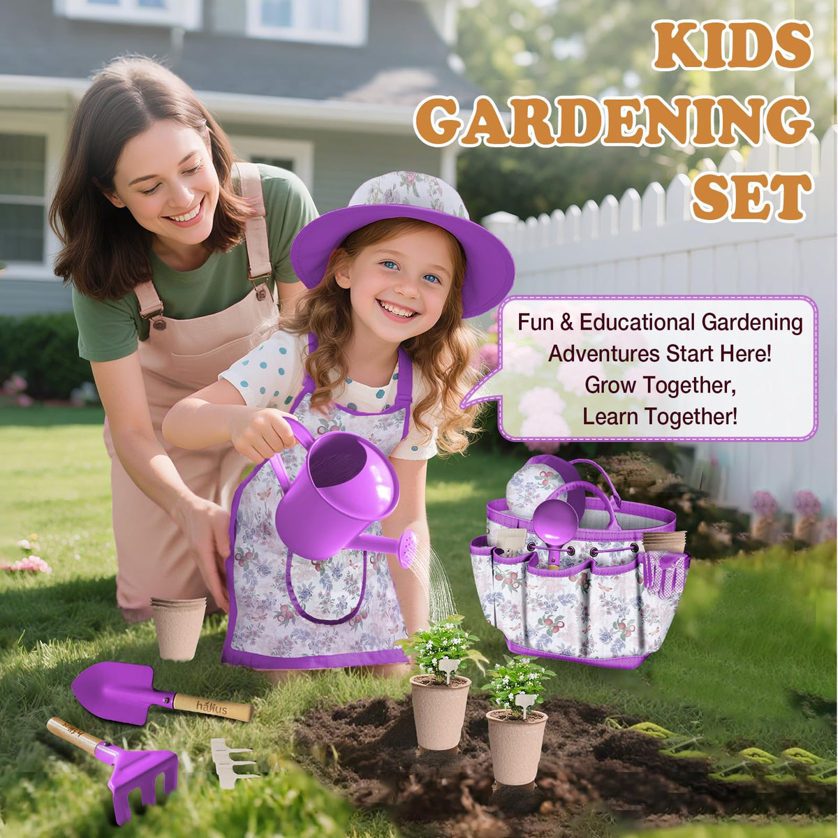 Halilus watering can helps kids water plants with easy, comfortable grip