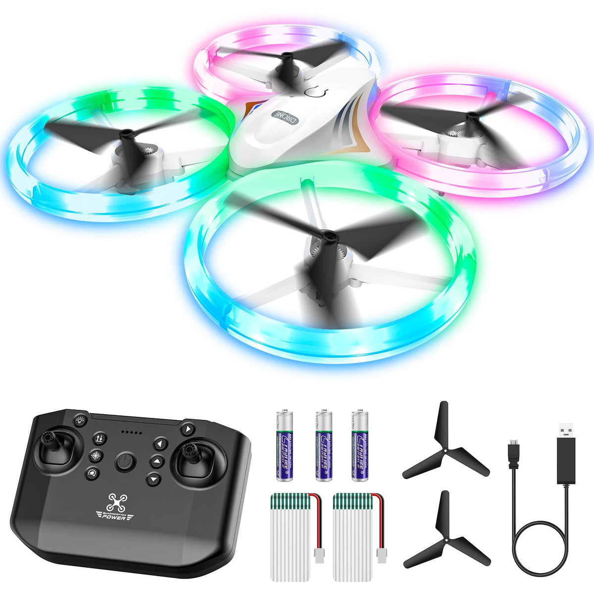 Halivita Kids Drone with LED lights for vibrant night flights and easy visibility.